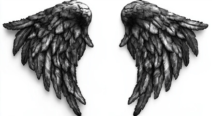 Wall Mural - Angel wings isolated on a white background, PNG clipart cutout