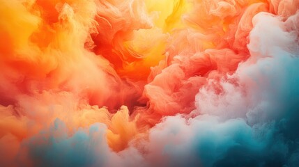 Wall Mural - dynamic abstract clouds in vibrant shades of orange and red creating an emotional fusion reminiscent