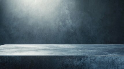 Wall Mural - abstract gray table with dramatic light reflection on dark background for high-quality conceptual an