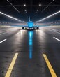 © Yasotaro - Avión en el suelo de la pista del aeropuerto con una luz azul brillante, Lanzarote, aeródromo