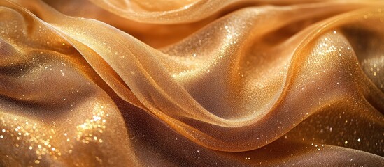 Wall Mural - lustrous golden glitter fabric waves with shimmering texture in warm tones, providing a luxurious ba