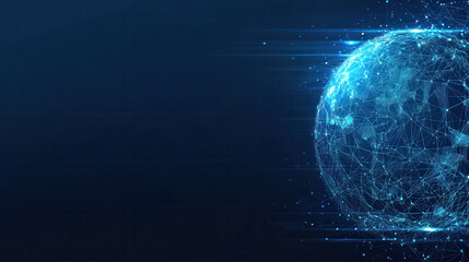 Wall Mural - futuristic digital earth with glowing connections and blue tones