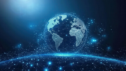 Wall Mural - digital earth with glowing connections and futuristic design