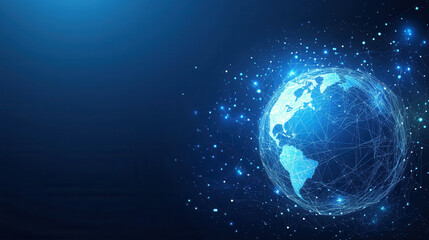 Wall Mural - futuristic digital earth with glowing connections and stars