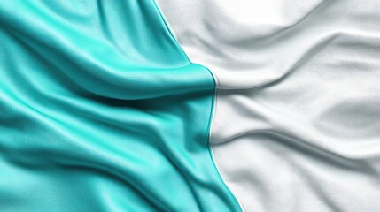 Sticker - Turquoise and White Fabric Texture with Soft Creases and Folds Copy Space