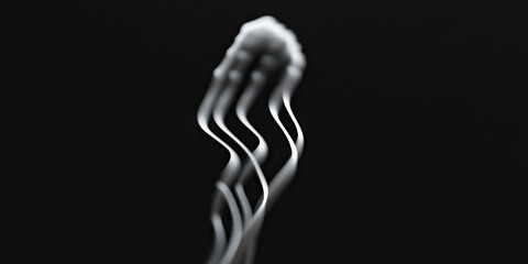Wall Mural - Grayscale Image of Ascending Smoke-like Form Against Black Background