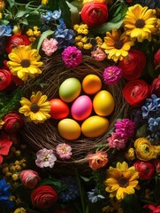 Wall Mural - Vibrant Easter Basket