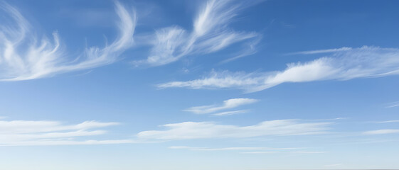 Wall Mural - blue sky with flowing cloud shapes, soft and bright lighting, realistic,