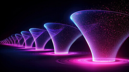 futuristic and technological background of glowing particle patterns