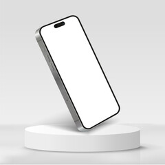 Poster - Realistic smartphone mockup. Mobile phone vector with isolated on white background. Device front view. 3D mobile phone with shadow. Realistic, high quality smart phone mockup for ui ux presentation.