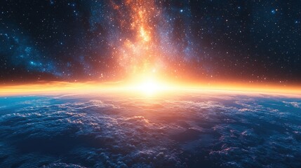 Wall Mural - Sunrise Earth Space Nebula Cosmic Background Wallpaper