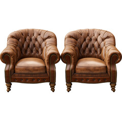 Wall Mural - Two leather armchair isolated on transparent background