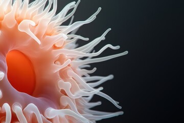 Wall Mural - microscopic view of a unique cell structure, detailed 3d render depicting intricate appendages and a