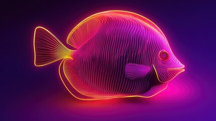 Wall Mural - Neon fish digital art, vibrant background, website design