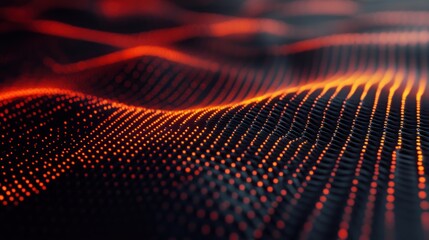 Wall Mural - abstract orange data wave, dark background, digital illustration, tech design