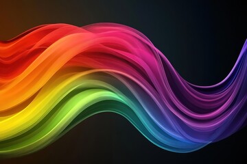 Fototapete - Colorful abstract waves flowing together, creating a visually stunning gradient effect on a dark background