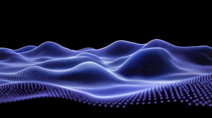 Wall Mural - Abstract Digital Waves in Blue Light Against Black Background