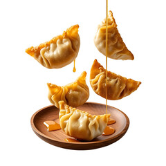 Canvas Print - Fried Pork Dumplings  falling   