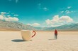 © Michael - Large dirty cup sitting in the desert representing thirst, heat, and the need for refreshment