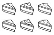© Omor - Cheesecake Slice Line Art Elegant Vector Set
