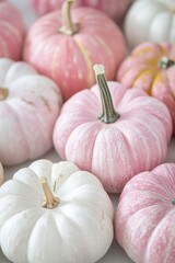 Wall Mural - Pink and White Pumpkins