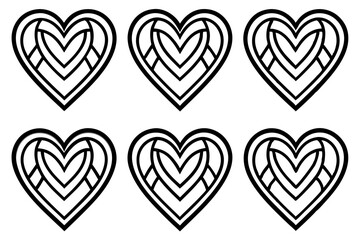Creative Heart Patterns - Line Art Vector Set