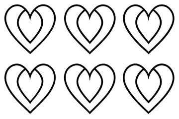 Wall Mural - Creative Heart Patterns - Line Art Vector Set