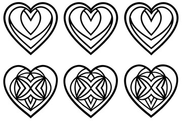 Wall Mural - Creative Heart Patterns - Line Art Vector Set