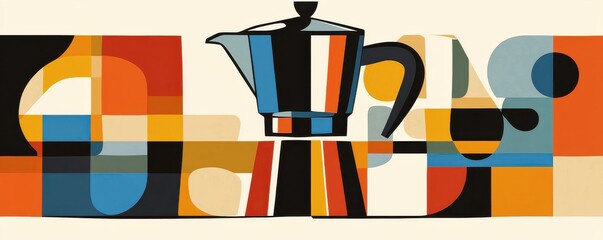 Wall Mural - colorful abstract illustration of a classic espresso pot