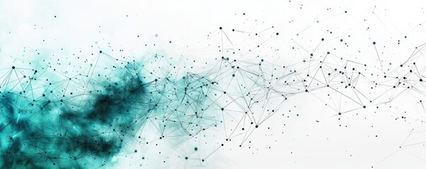 Wall Mural - abstract digital network with light blue and teal particles