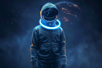 Wall Mural - spacesuit helmet displays a modern, high-tech generative ai