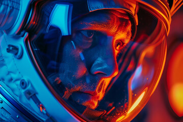 Wall Mural - astronaut in a protective spacesuit made generative ai technology