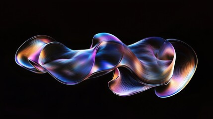 A long, curvy, colorful object with a metallic sheen