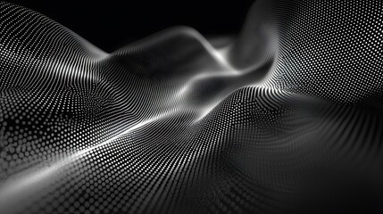 Wall Mural - A black and white image of a wave with many dots