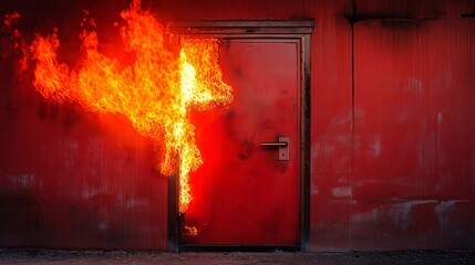 Wall Mural - fire at the door
