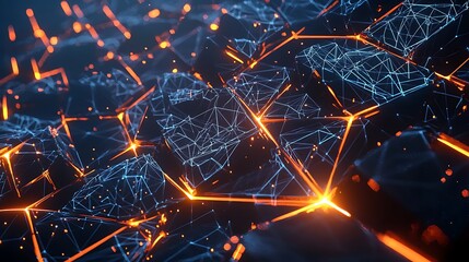 Wall Mural - A computer generated image of a cityscape with orange and blue lines