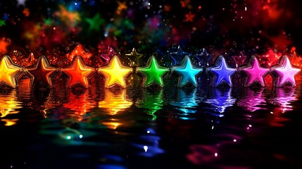 Wall Mural - colorful stars on a black background. festive background