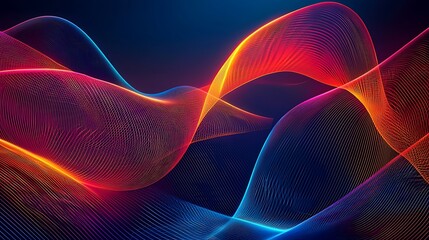 Wall Mural - A colorful, abstract image of a wave with red, orange, and blue colors