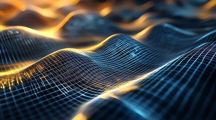 Wall Mural - A computer generated image of a wave with a yellowish tint