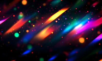 Wall Mural - colorful glow sparks of light texture. orange red rays on dark blue abstract layer black background 