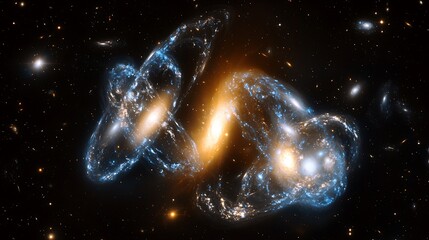 a galaxy with two blue and orange blobs in the middle