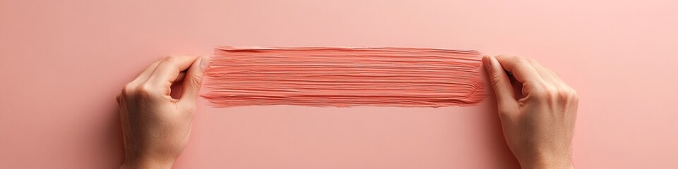 Aufkleber - Textured Coral Manipulation Dynamic Color Swatch with Human Touch on Pastel Surface - Innovative Design Solutions for Vibrant Creative Industries