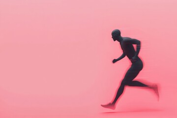 Poster - Neon Digital Runner Futuristic Humanoid Silhouette with Glitch Effects on Gradient Background for NFT Art and Crypto-Inspired Marketing Visuals