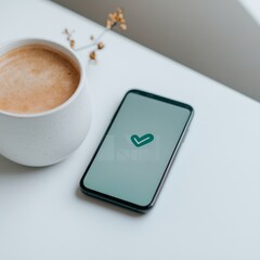 Aufkleber - Minimalist Digital Finance Sleek Smartphone with Mobile Payment Success Notification - Boosting Business Efficiency and Financial Security in Modern Offices