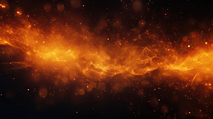 Wall Mural - Orange Glow Abstract Background of Fiery Particles in 4k Resolution. A Beautiful Night Sky on the Theme of Fire, Light, and Life