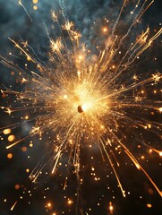 Poster - Vibrant Fireworks Display Dynamic Sparks in the Night Sky - Engaging Event Visuals for Festivals and Celebrations, Captivating Audience Interactions and Marketing Appeal