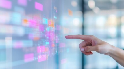 Leinwandbilder - Futuristic Interactive Dashboard LED Interface Highlighting Ethical Business KPIs in a Sleek Office - Transparency Solutions for Corporate Growth and Tech-Driven Accountability