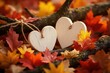 © cff999 - two wooden hearts are placed on the ground in autumn leaves