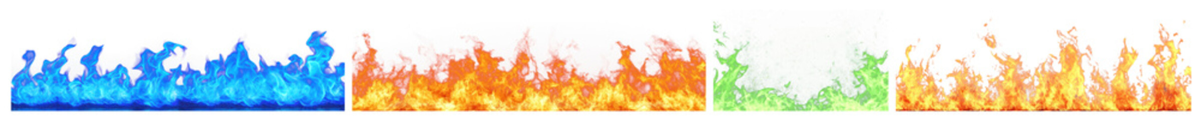 Wall Mural - Flame border png cut out element set, transparent background