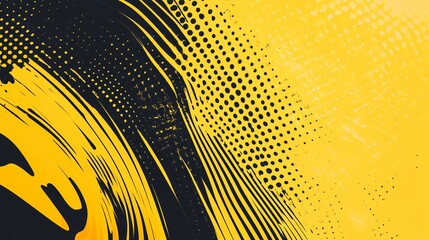 Wall Mural - bold abstract pattern with contrasting yellow and black colors creating dynamic movement.
